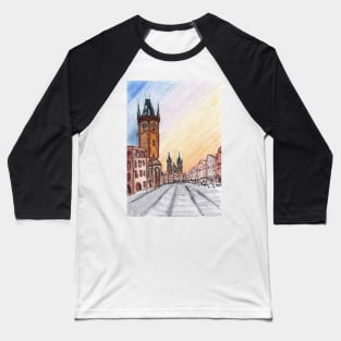 Sunset Prague Baseball T-Shirt